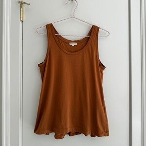 Demylee pima cotton jersey tank with pleated back detail in Sienna size S